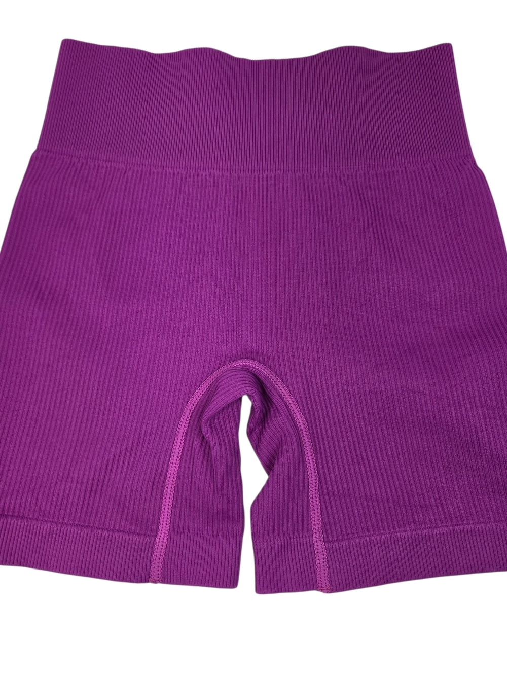 High-Rise Ribbed Athletic Shorts in Purple. Size S